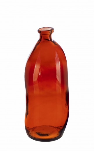 Vaza decorativa din sticla reciclata, Loopy Bottle S Rosu, Ø13xH35 cm