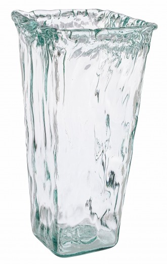 Vaza decorativa din sticla reciclata, Pandora Square Transparent, L16xl16xH31,5 cm