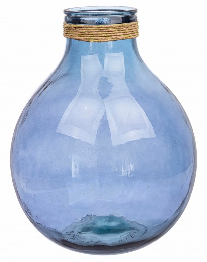 Vaza decorativa din sticla reciclata, Rotang C2 Albastru, Ø37xH47,5 cm