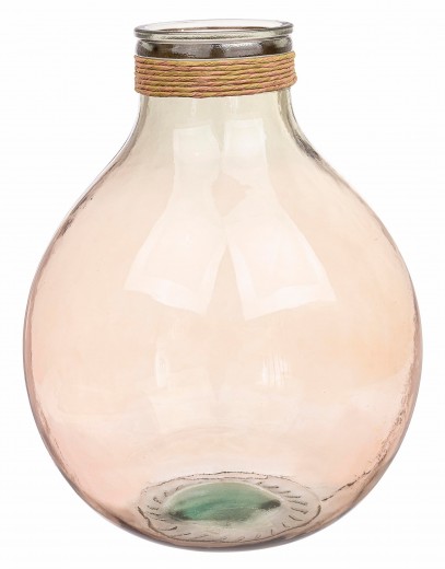 Vaza decorativa din sticla reciclata, Rotang C2 Roz Antic, Ø37xH47,5 cm