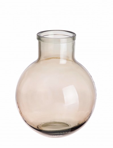 Vaza decorativa din sticla reciclata, Sphere Bej, Ø24xH31 cm