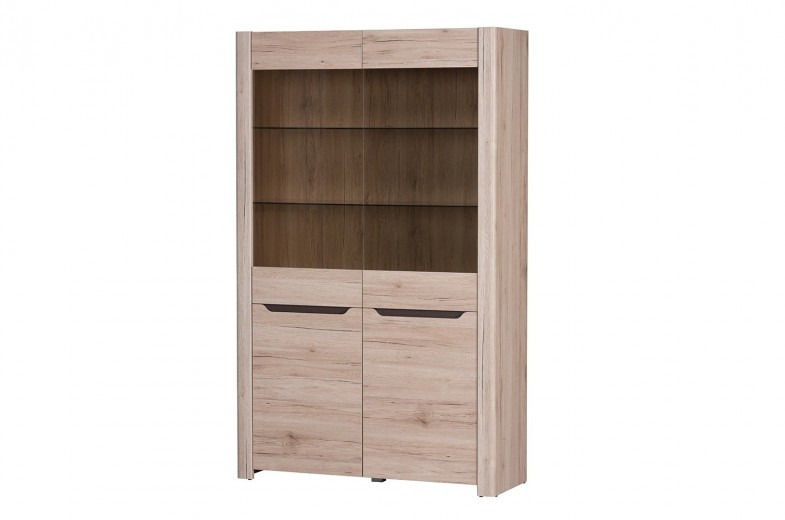 Vitrina din pal cu 2 usi Desjo 02 Stejar San Remo, l118xA42xH193 cm