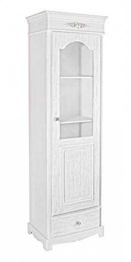 Vitrina din MDF, cu 1 sertar si 1 usa, Blanc Alb, l50xA34xH170 cm