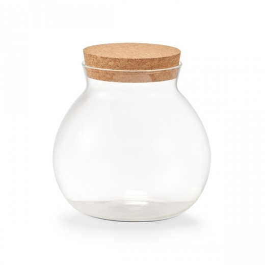 Borcan pentru depozitare cu capac din pluta, Glass Ball Small, 500 ml, Ø10,3xH10,3 cm