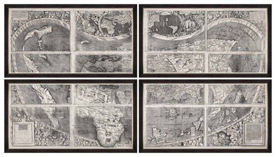 Tablou 4 piese Framed Art World Map 1507 