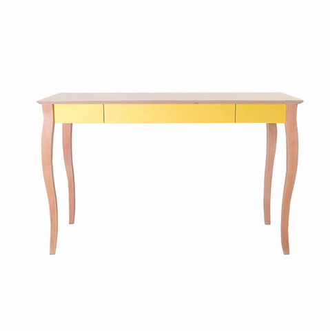 Masa de birou din lemn de fag si pal, cu 1 sertar ToDo Yellow, L119xl57xH74 cm