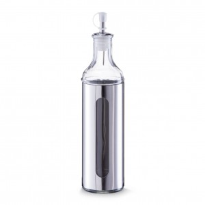 Sticla pentru ulei / otet Visual, inox si sticla, Silver 500 ml, Ø 6,5xH28 cm