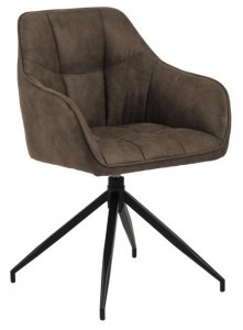 Scaun rotativ tapitat cu stofa si picioare metalice Brenda Maro / Negru, l59xA54,5xH84,5 cm