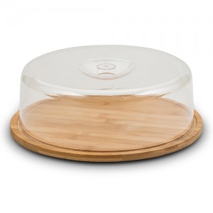 Platou din bambus cu capac pentru branzeturi, Terrestrial Natural, Ø28xH9,6 cm