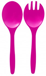 Set 2 linguri pentru salata Mini Twins, 23 cm-Magenta