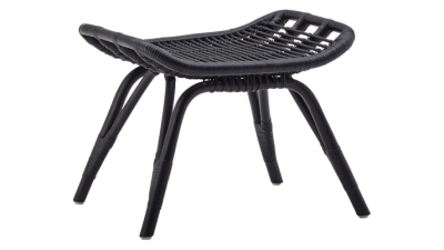 Taburet din ratan Monet Black, l53xA42xH40 cm