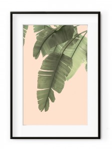 Tablou Tropical Banana Leaves Aluminium Noir