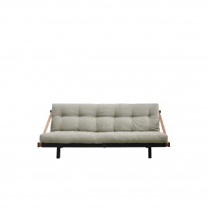 Canapea Extensibila 3 locuri, stofa si cadru lemn de pin, Jump Black Linen, l202xA117xH75 cm