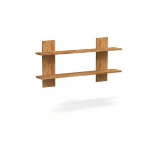 Etajera din lemn masiv de stejar natural Cubic, L120xl21xh60 cm