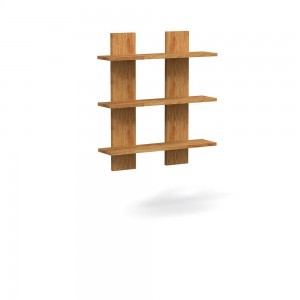 Etajera din lemn masiv de stejar natural Cubic, L80xl21xh90 cm