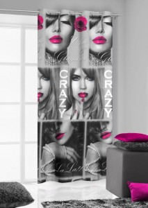 Perdea Kiss 140X250 Gri Închis/Magenta 1 buc