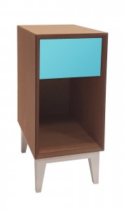 Noptiera din MDF, cu 1 sertar Pix Small Oak / Dark Turquoise, l30xA40xH50 cm