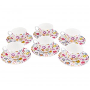 Set Coffee 12 piese, Portelan, Blumen