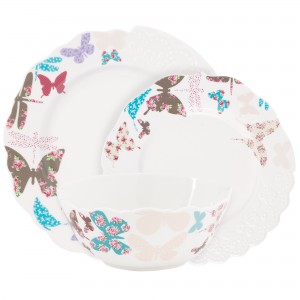 Set vesela 18 piese, Portelan, Butterfly