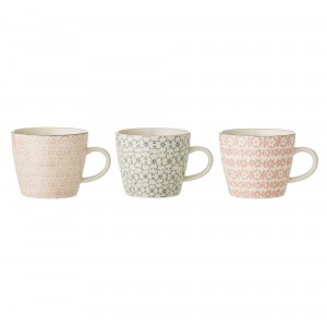 Set 3 Cani Cecile Rose/Gri, Ø9,5xH8 cm