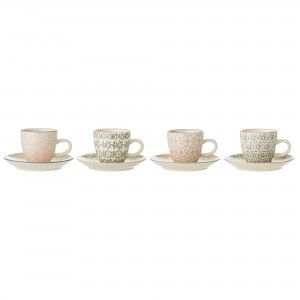 Set 4 Cesti + farfurii Cecile Espresso, Ø6xH5,5 cm