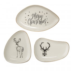 Set 3 Farfurioare Noel Plate, White