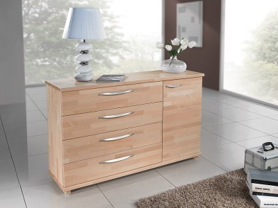 Comoda din lemn de fag, cu 1 usa si cu 4 sertare Jukii, l150xA43xH90 cm