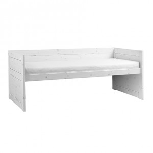 Pat pentru copii Wonderland, din lemn de Pin, Whitewash