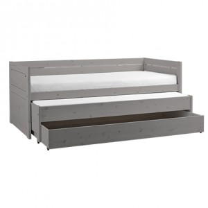 Pat pentru copii Sugar Pie, Extensibil, din lemn de Pin, Greywash