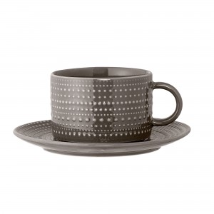 Ceasca cu farfurioara Anna Cup Brown, Portelan