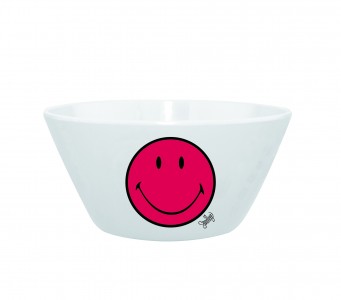 Mini Bol pentru cereale Smiley Visiniu/Alb, Ø15 cm