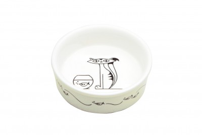 Bol White Basics Cat Bowl Alb, Portelan, 15 cm