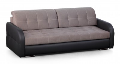 Canapea extensibila tapitata cu stofa si piele ecologica, 3 locuri Aldo Grey, l227xA100xH84 cm