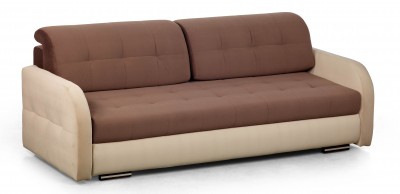 Canapea extensibila tapitata cu stofa si piele ecologica, 3 locuri Aldo Dark Brown, l227xA100xH84 cm