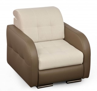 Fotoliu fix, tapitat cu stofa si piele ecologica Aldo White, l87xA93xH82 cm