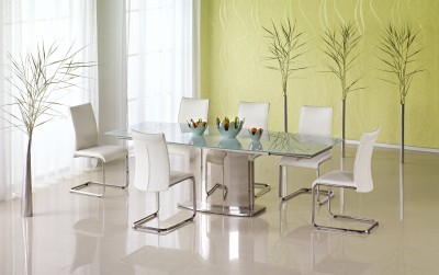 Set Masa extensibila din sticla Alexius + 6 scaune Paolino