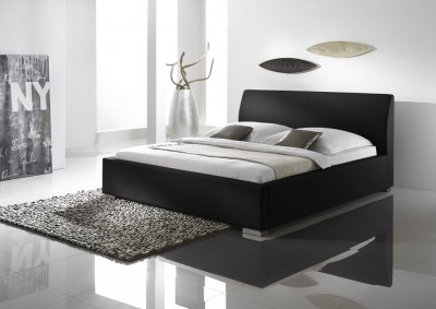 Pat tapitat cu piele ecologica Alto Comfort Negru