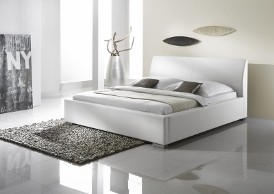 Pat tapitat cu piele ecologica Alto Comfort Alb