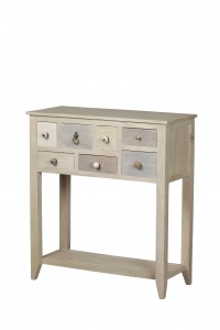 Consola din lemn cu 7 sertare II Natural, l80xA35xH88 cm