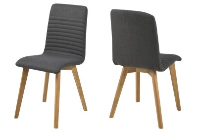 Set 2 scaune tapitate cu stofa si picioare din lemn Arosa Antracit / Stejar, l42xA43xH90 cm