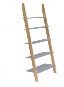 Raft din lemn de frasin si MDF Ashme Dark Grey, l85xA35xH180 cm