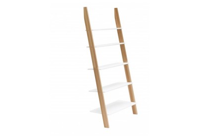 Raft din lemn de frasin si MDF Ashme White, l85xA35xH180 cm