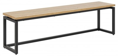 Banca din furnir de stejar si picioare metalice Dalarna Natural, l160xA35xH45 cm