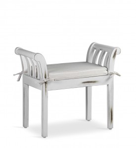 Banca din lemn, cu perna de sezut Kipas Alb / Ivoir, l65xA37xH65 cm