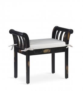 Banca din lemn, cu perna de sezut Kipas Negru / Alb, l65xA37xH65 cm