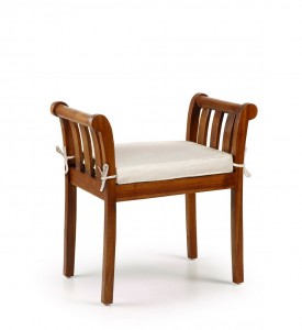 Banca din lemn, cu perna de sezut Kipas Nuc, l65xA37xH65 cm