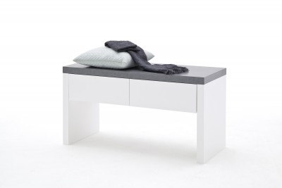 Banca din MDF cu 2 sertare, Atlanta Alb / Gri inchis, l91xA38xH48 cm