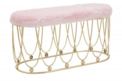 Banca din metal, tapitata cu stofa Amelie Roz / Auriu, l91,5xA40,5xH46 cm