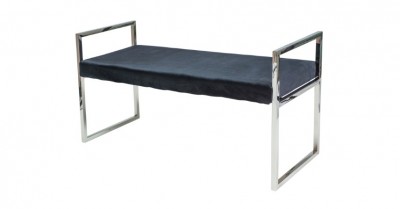 Banca din metal, tapitata cu stofa Hermione Black / Chrome, l103xA41xH53 cm