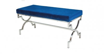 Banca din metal, tapitata cu stofa Manor Navy Blue / Chrome, l99xA43xH46 cm